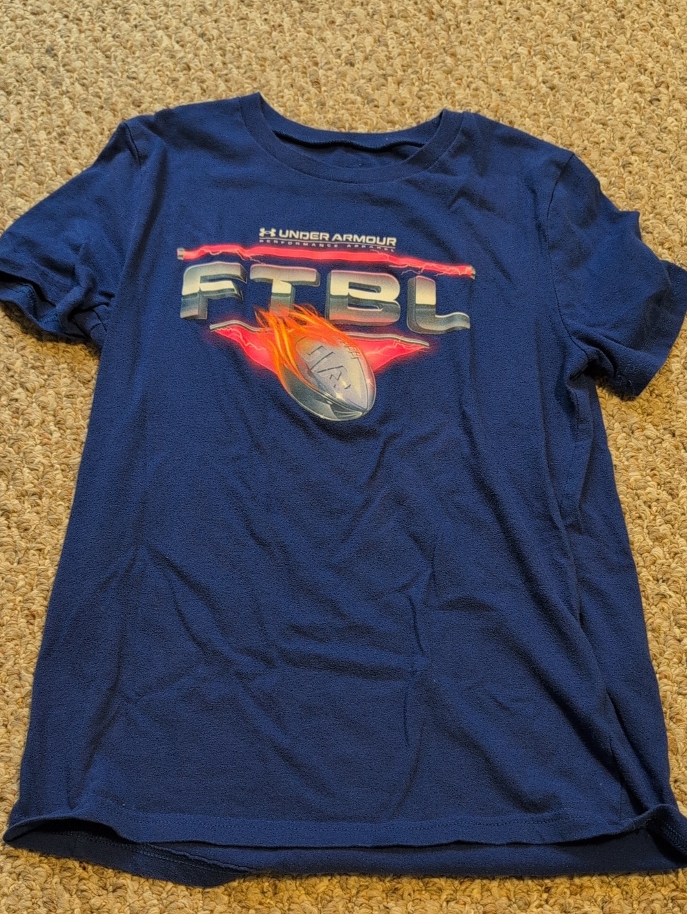 Under Armour Tee with Flaming Football Graphic